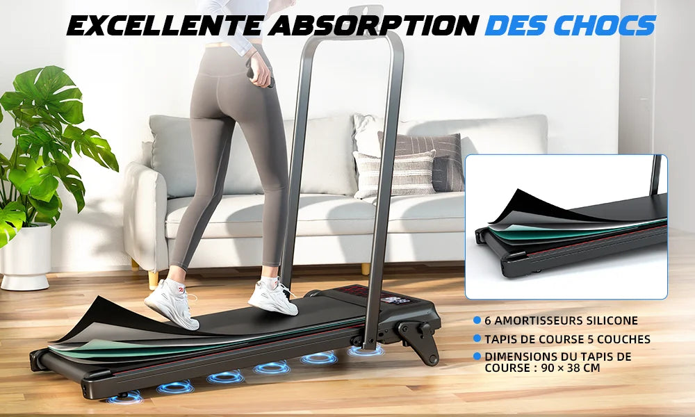 Tapis de Course Pliant 4-en-1 – Inclinaison 8%, Moteur 2,25 CV, 1-12 km/h
