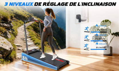 Tapis de Course Pliant 4-en-1 – Inclinaison 8%, Moteur 2,25 CV, 1-12 km/h