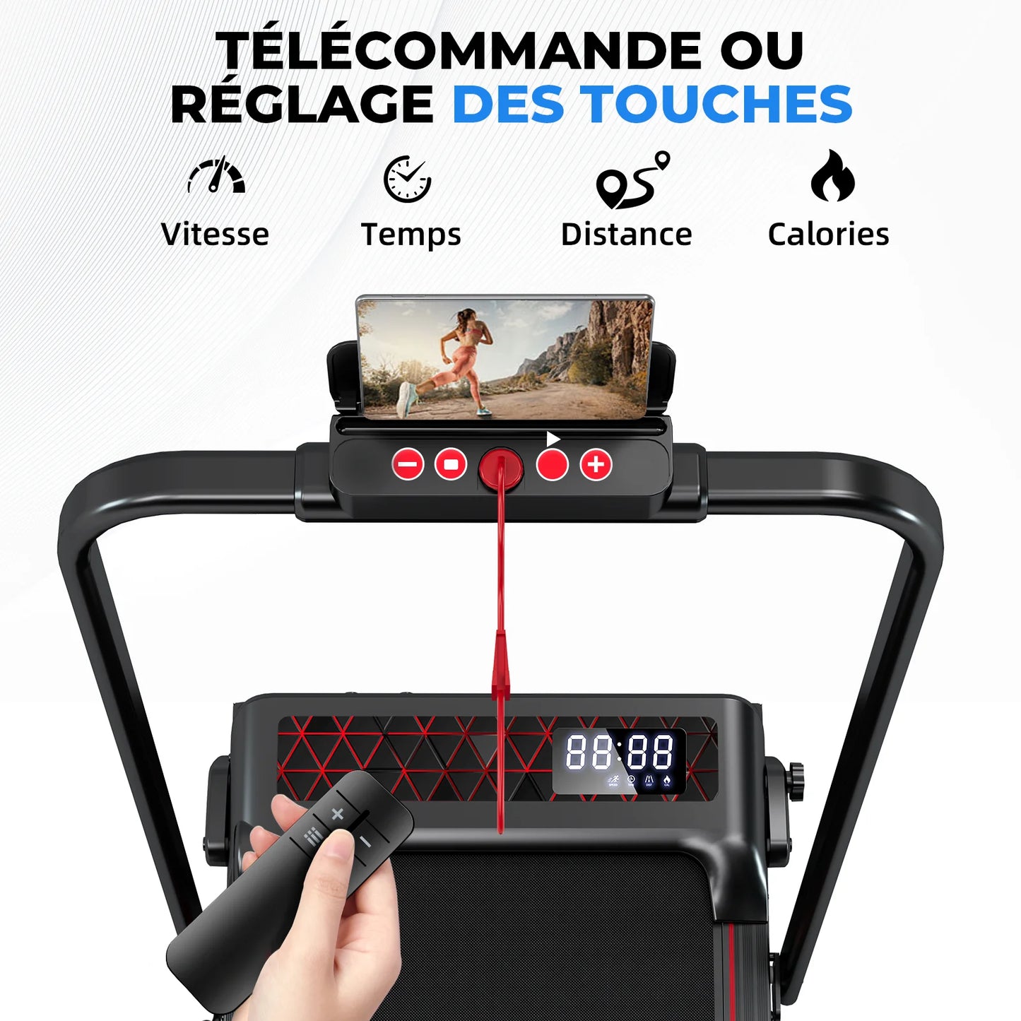 Tapis de Course Pliant 4-en-1 – Inclinaison 8%, Moteur 2,25 CV, 1-12 km/h