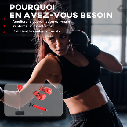 Punching Ball sur Pied – Réglable 126-144 cm, Gants & Pompe inclus | Velysio