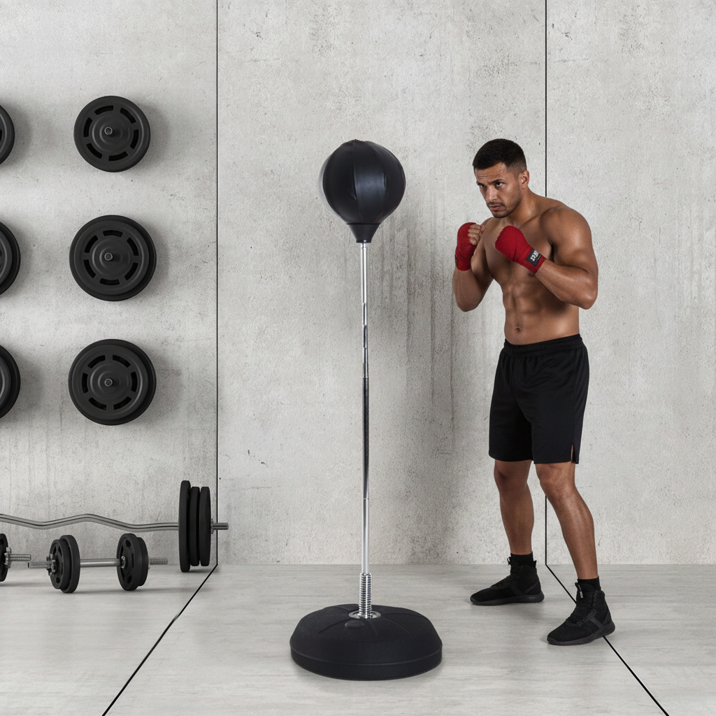 Punching Ball sur Pied – Réglable 126-144 cm, Gants & Pompe inclus | Velysio