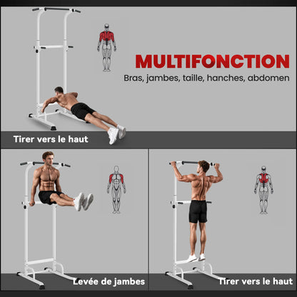 Station de Traction et Dips SPORTNOW – Réglable 12 Hauteurs, 120 kg | Velysio