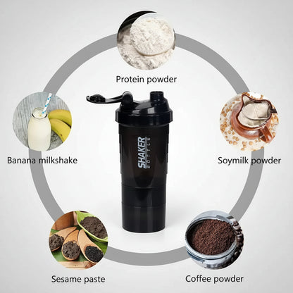 Shaker Bouteille Protéines 3 Couches 500ml – Mélange Parfait