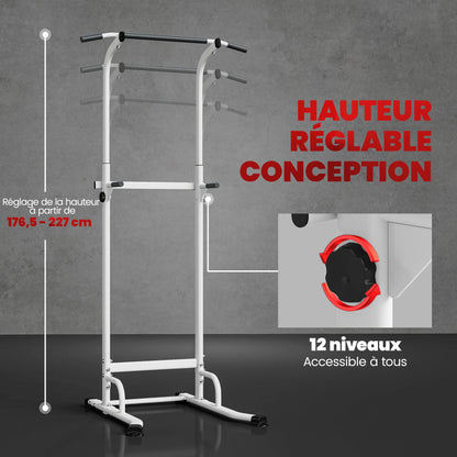 Station de Traction et Dips SPORTNOW – Réglable 12 Hauteurs, 120 kg | Velysio