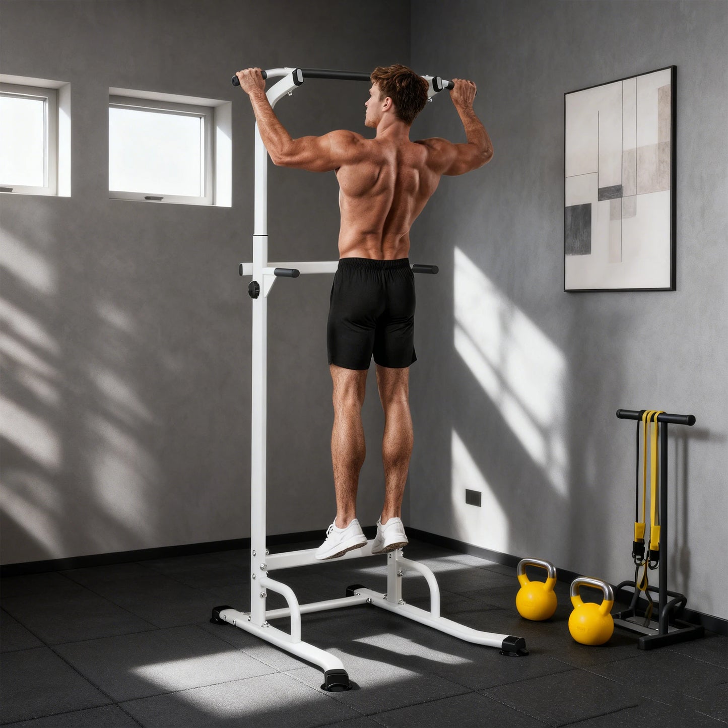 Station de Traction et Dips SPORTNOW – Réglable 12 Hauteurs, 120 kg | Velysio