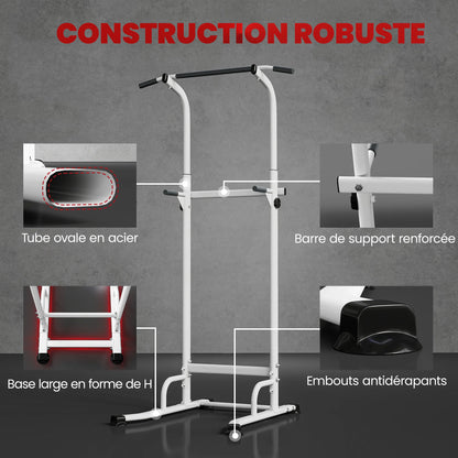 Station de Traction et Dips SPORTNOW – Réglable 12 Hauteurs, 120 kg | Velysio