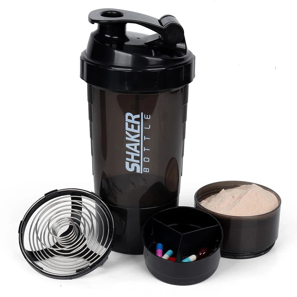 Shaker Bouteille Protéines 3 Couches 500ml – Mélange Parfait