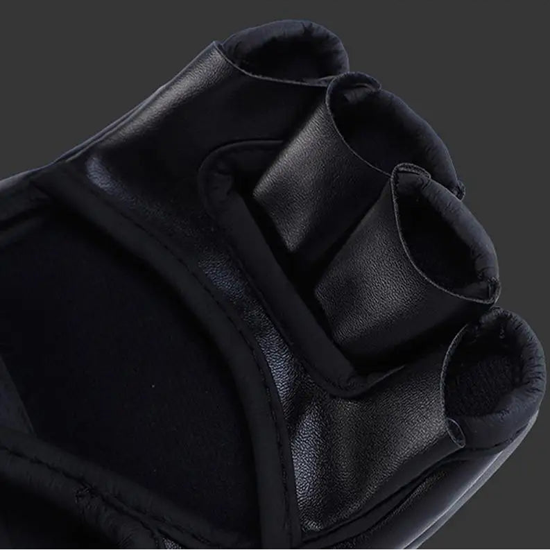 Gants de Boxe MMA Demi-Doigt en Cuir PU – Entraînement, Sac de Frappe, Kickboxing